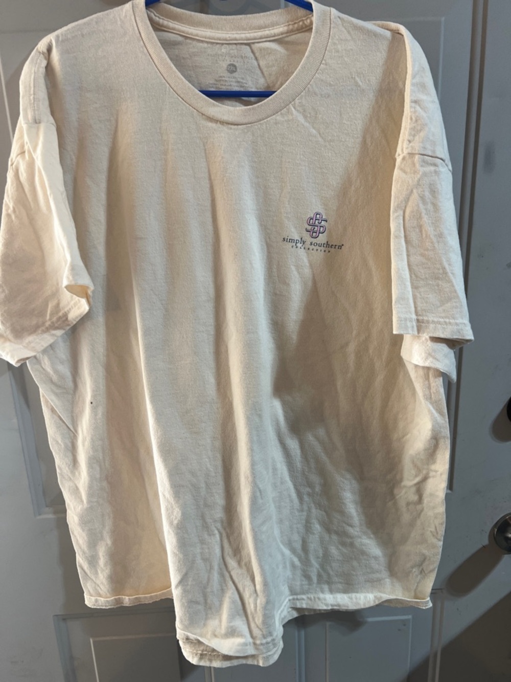 Simply Southern Cream Short Sleeve Logo Tee with Purple Accent